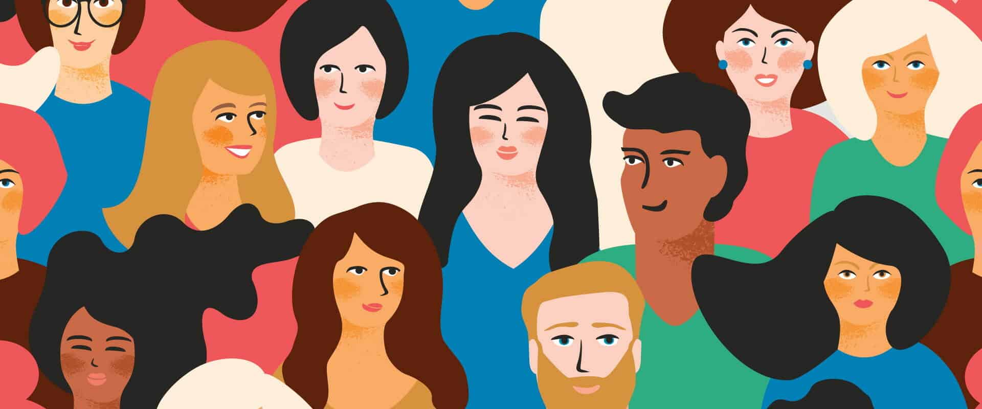 Illustrated diverse crowd of people