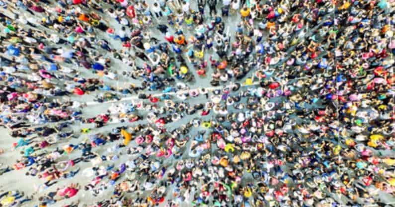 Top-view photo of a crowd of people