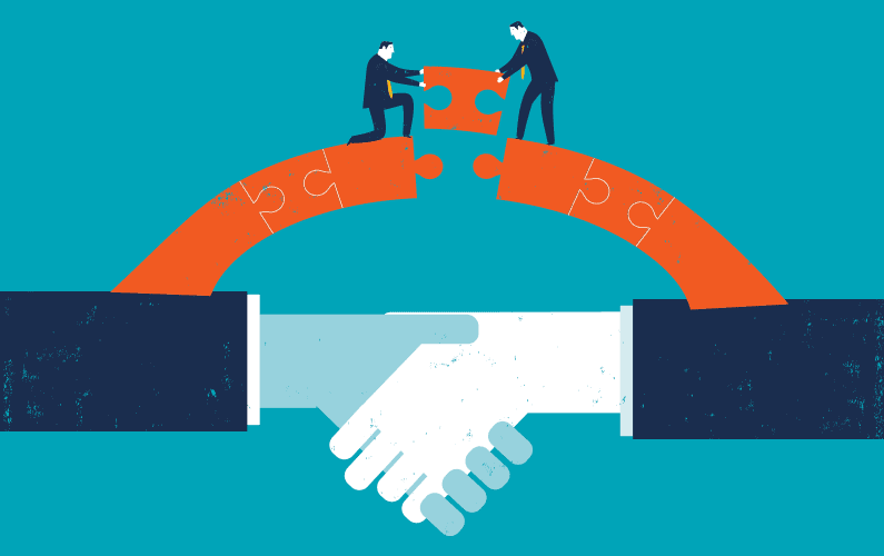 Illustration of working together to make a deal