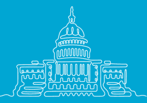 Continuous line illustration of the Capital building