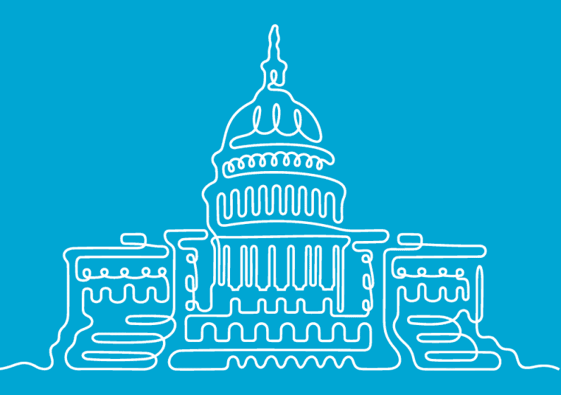 Continuous line illustration of the Capital building