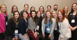 Starkey Hearing Technologies representatives with recipients of the 2017–2018 SAA HEAR Chapter grants at the AAA 2018 SAA Membership Meeting