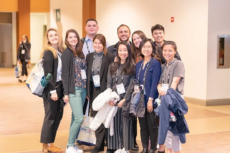 A group of students gather before the SAA conference.