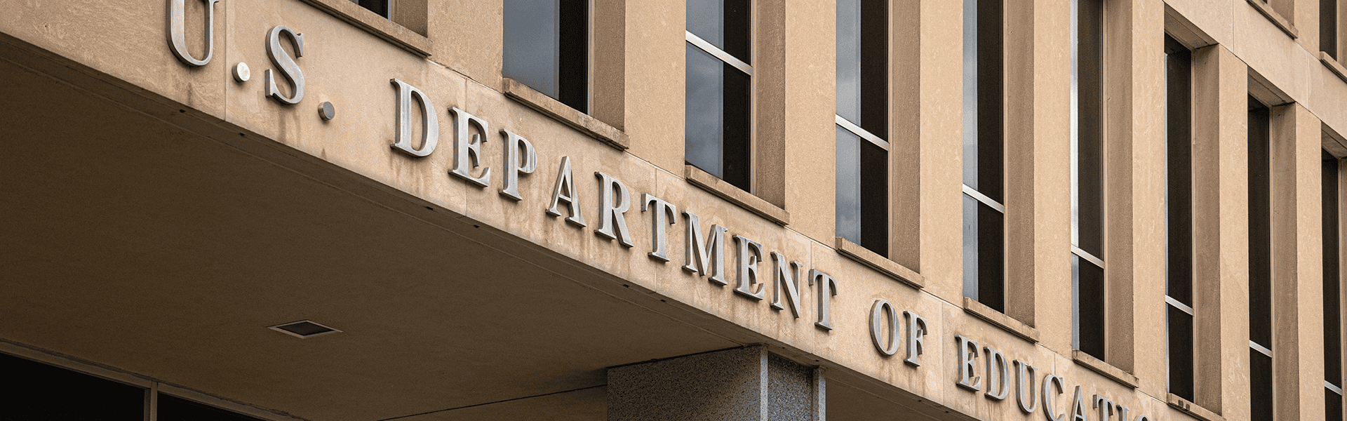 Sign of U.S. Department of Education in Washington D.C.