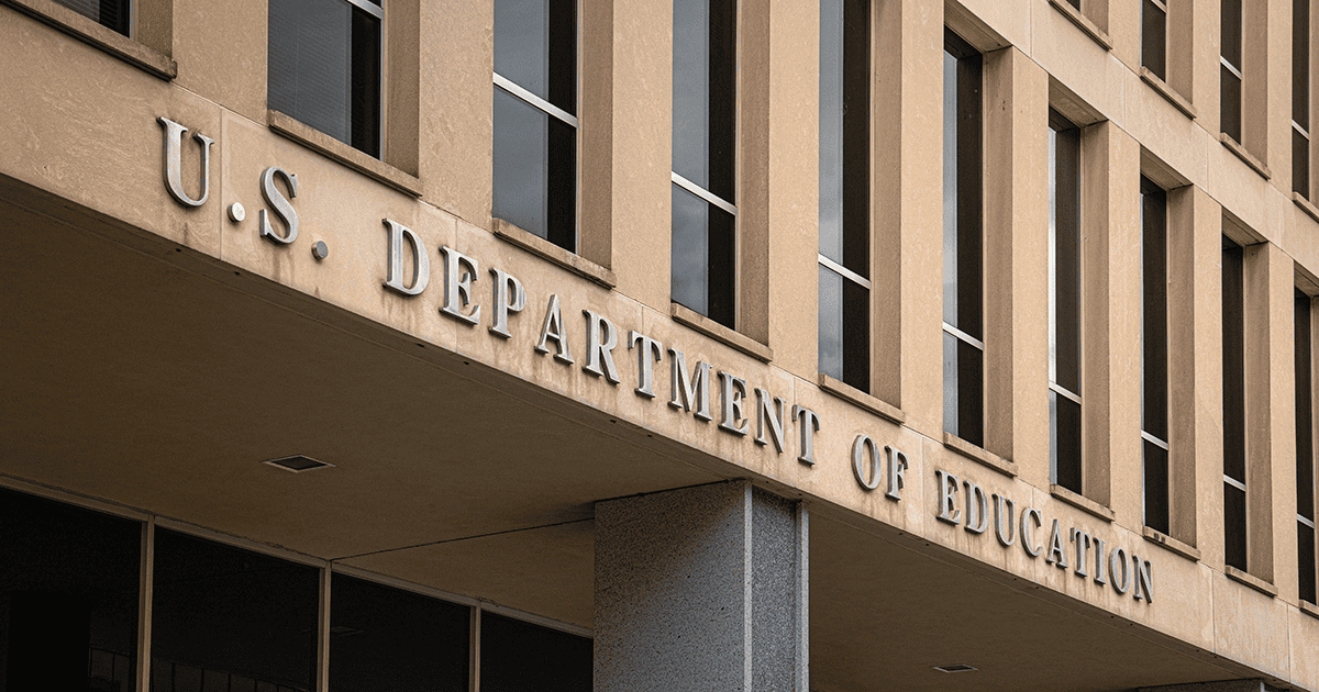 Sign of U.S. Department of Education in Washington D.C.