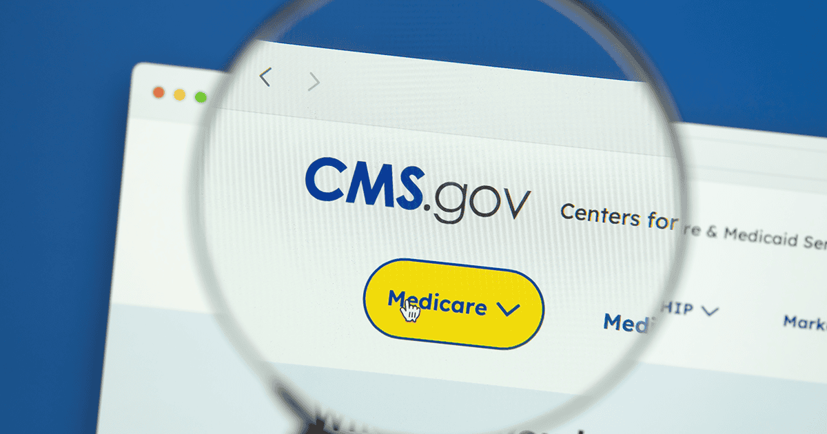 The Centers for Medicare and Medicaid Services (CMS) webpage. CMS is a federal agency within the United States Department of Health and Human Services HHS.