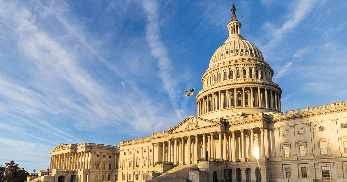 US Capitol building at in the morning sun. Washington DC, USA